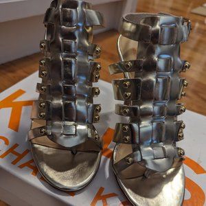 Michael Kors "Dareh" metallic gold specchio gladiator sandal size 6